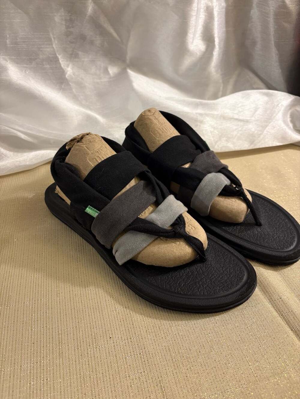 Sanuk Yoga Sling 2 Sandals Black Grey Women's Size 8